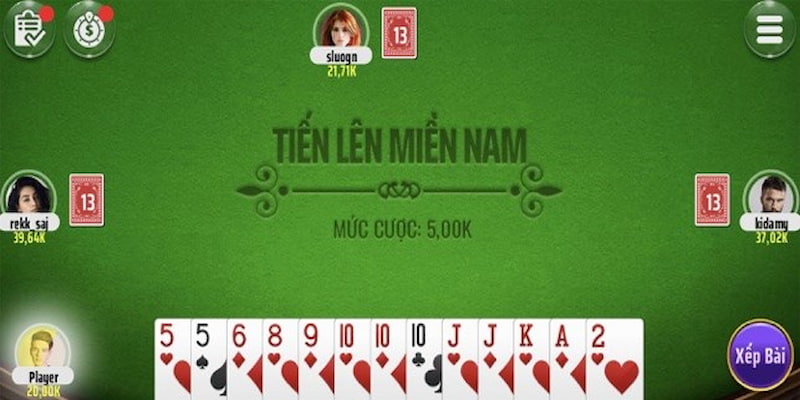 Tiến lên Miền Nam có tối đa 4 người chơi Tiến lên Miền Nam có tối đa 4 người chơi